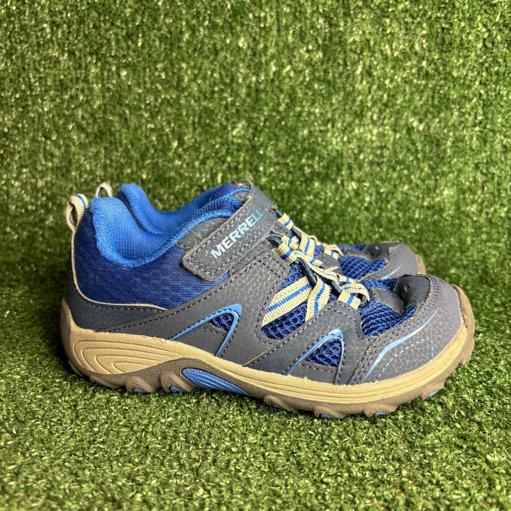 Merrell Trail Chaser Waterproof Hiking Gorpcore Sneakers Blue Grey Boys Sz 13.5M
